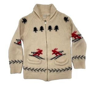 Vintage Clifford & Wills Wool Full Zip Cardigan Sweater Size Small Christmas Ski